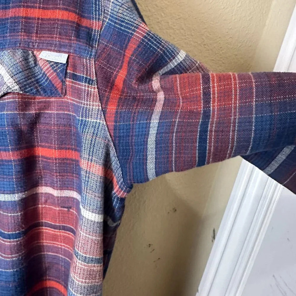 COLUMBIA Plaid Flannel Button Up Shirt Button Down Size Large - Picture 7 of 9